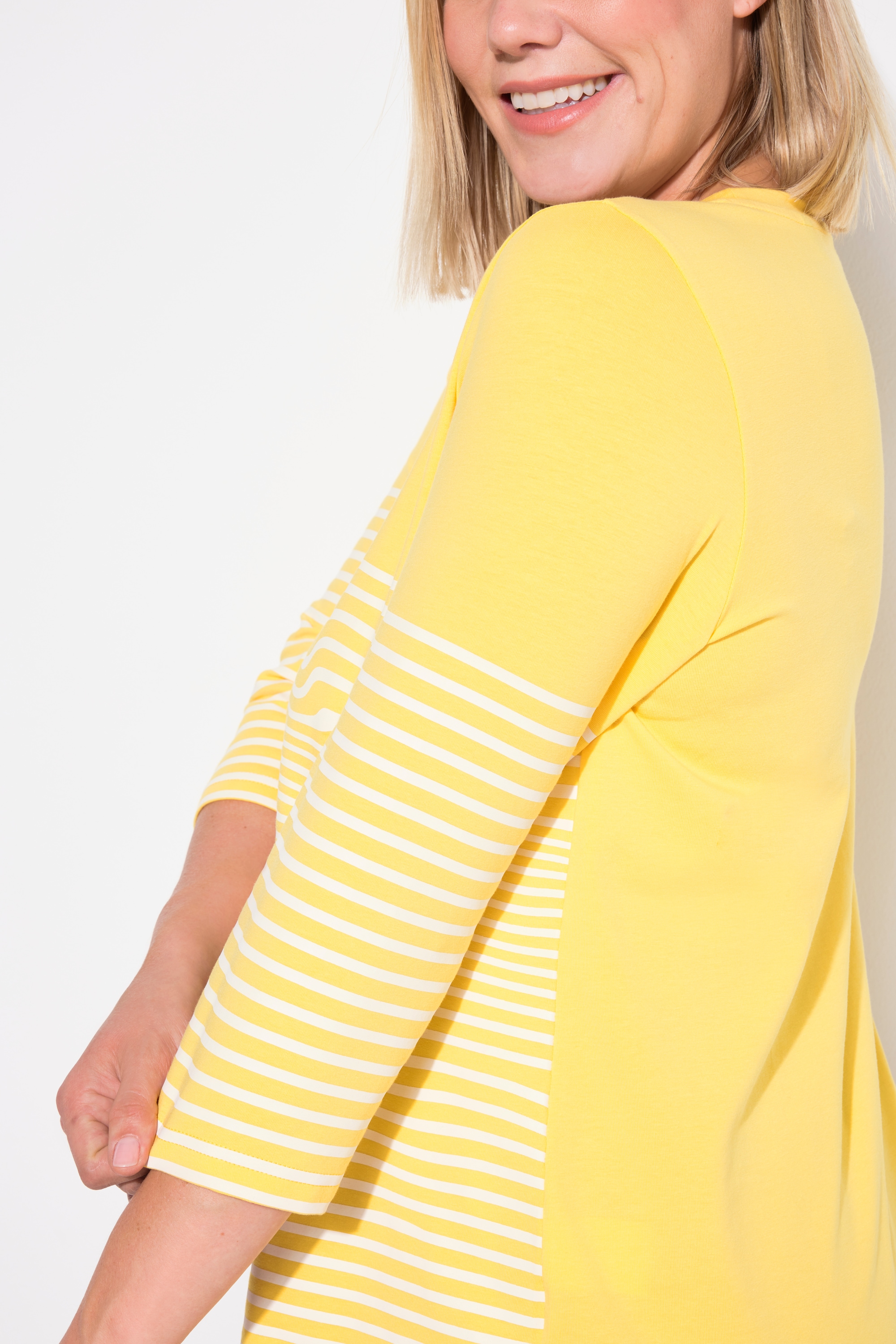 Ulla Popken Damen große Größen Shirt Ringel Papierboot U Boot Ausschnitt