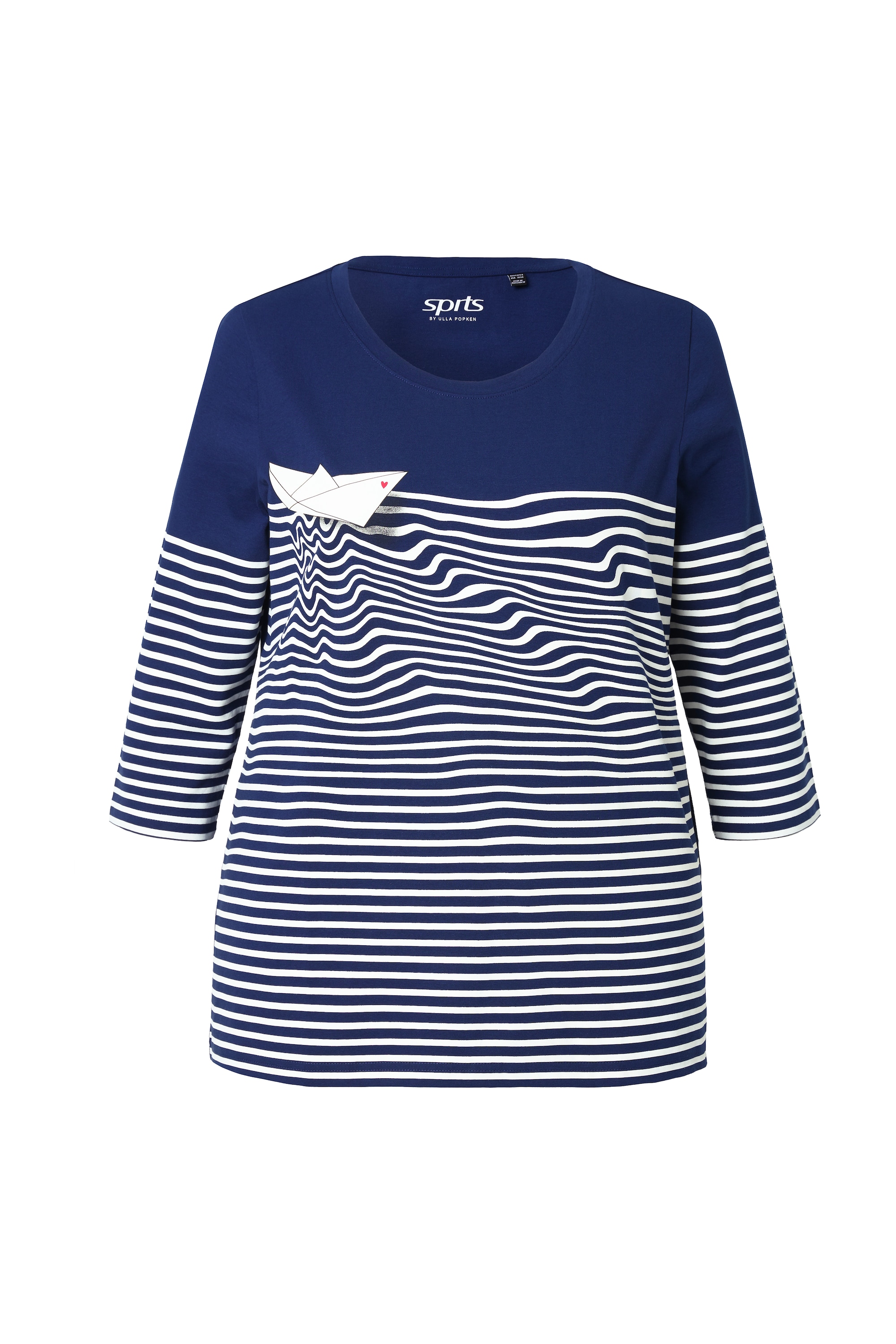 Ulla Popken Damen große Größen Shirt Ringel Papierboot U Boot Ausschnitt