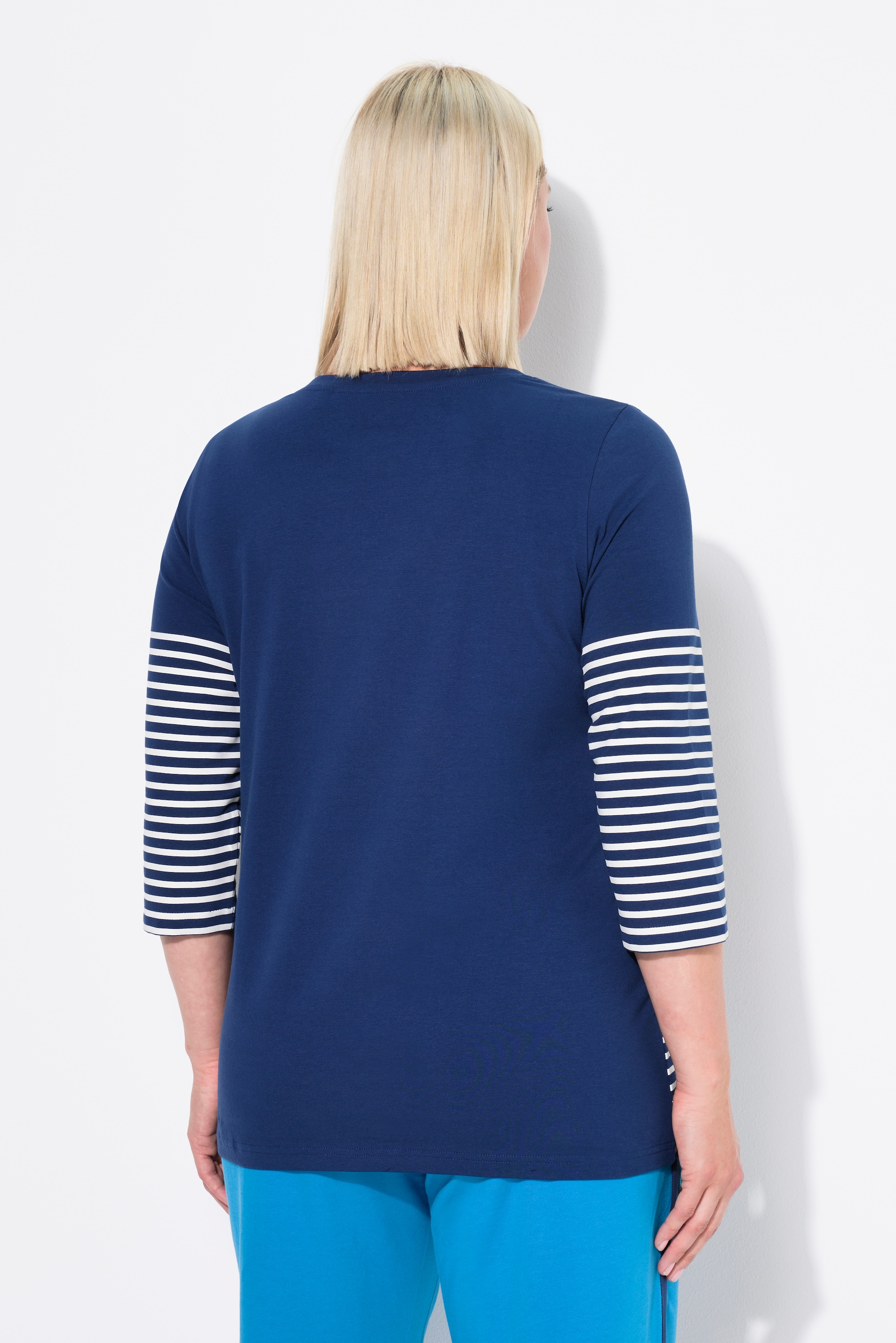 Ulla Popken Damen große Größen Shirt Ringel Papierboot U Boot Ausschnitt