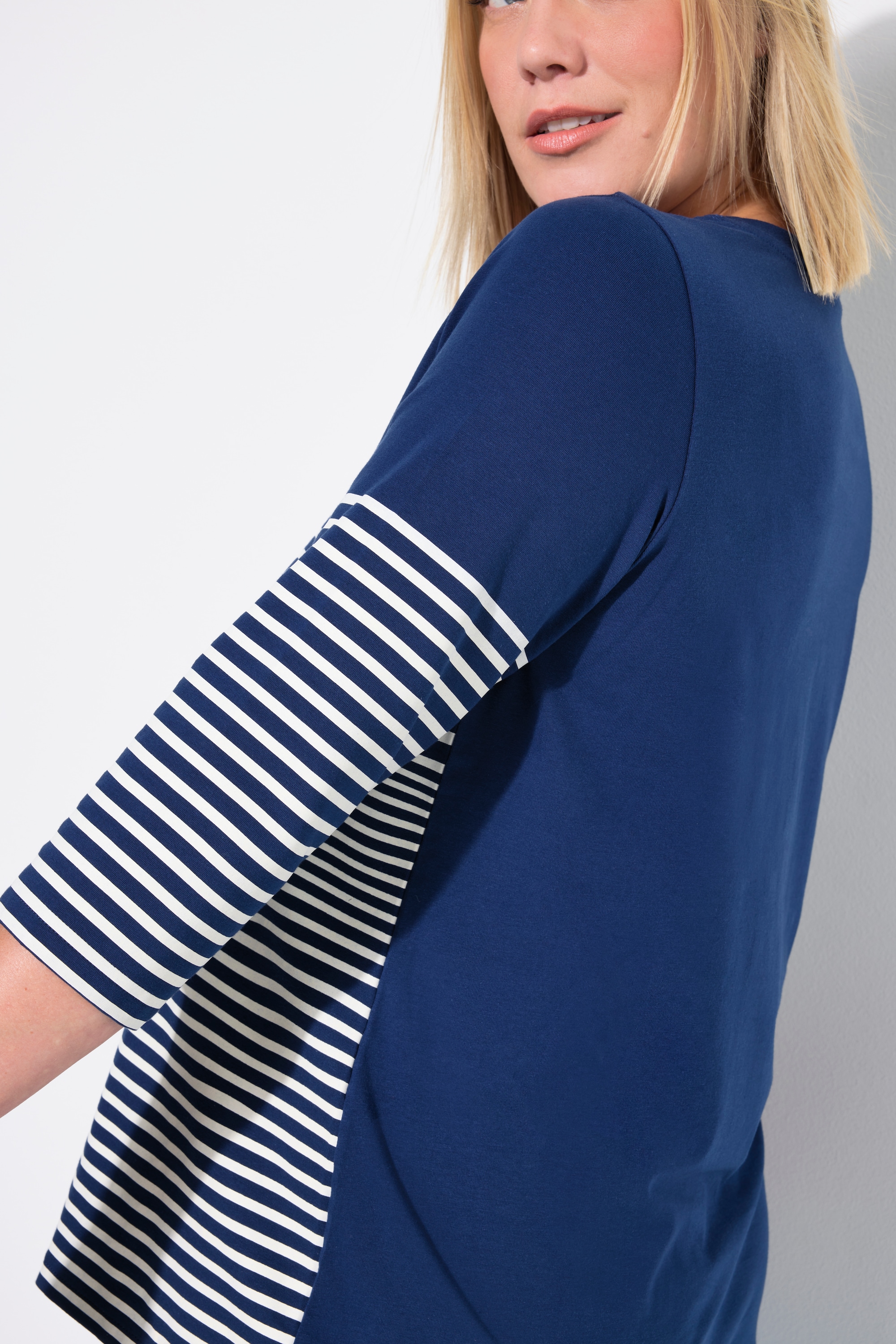 Ulla Popken Damen große Größen Shirt Ringel Papierboot U Boot Ausschnitt
