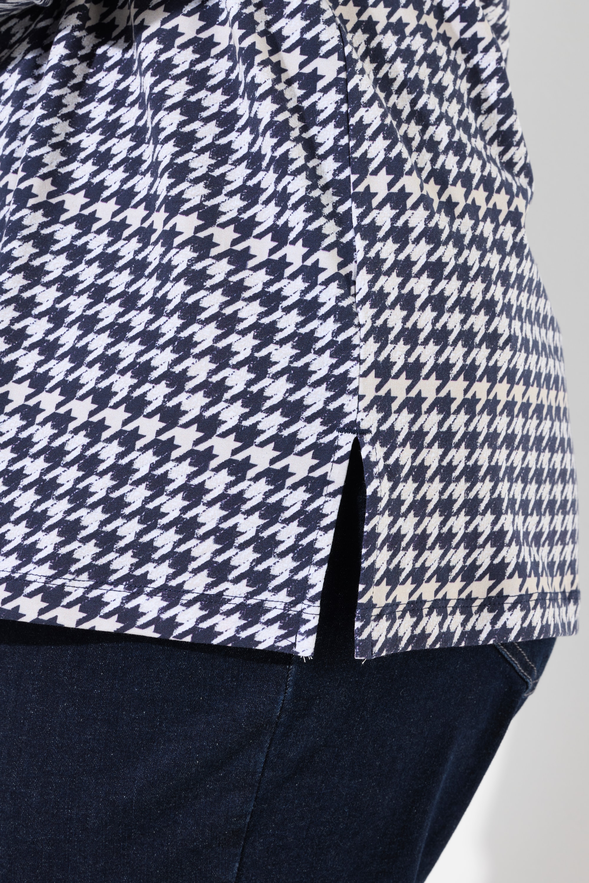 Ulla Popken Damen große Größen Shirt Hahnentritt V Ausschnitt 3 4 Arm