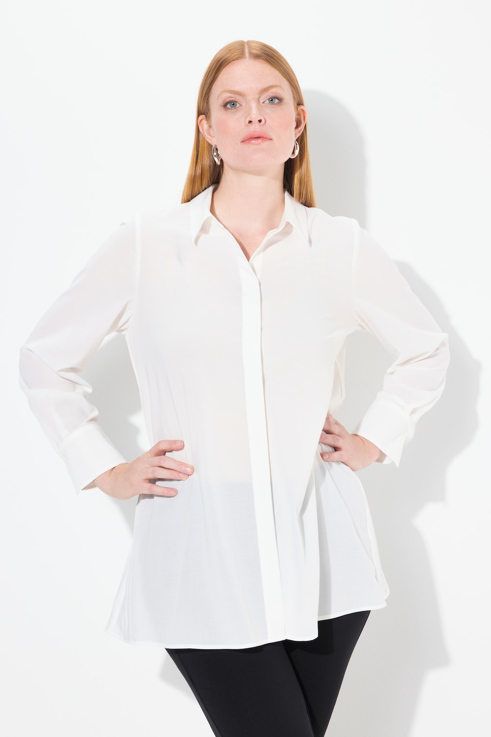 Große Größen Bluse, Damen, weiß, Größe: 54/56, Polyester, Ulla Popken