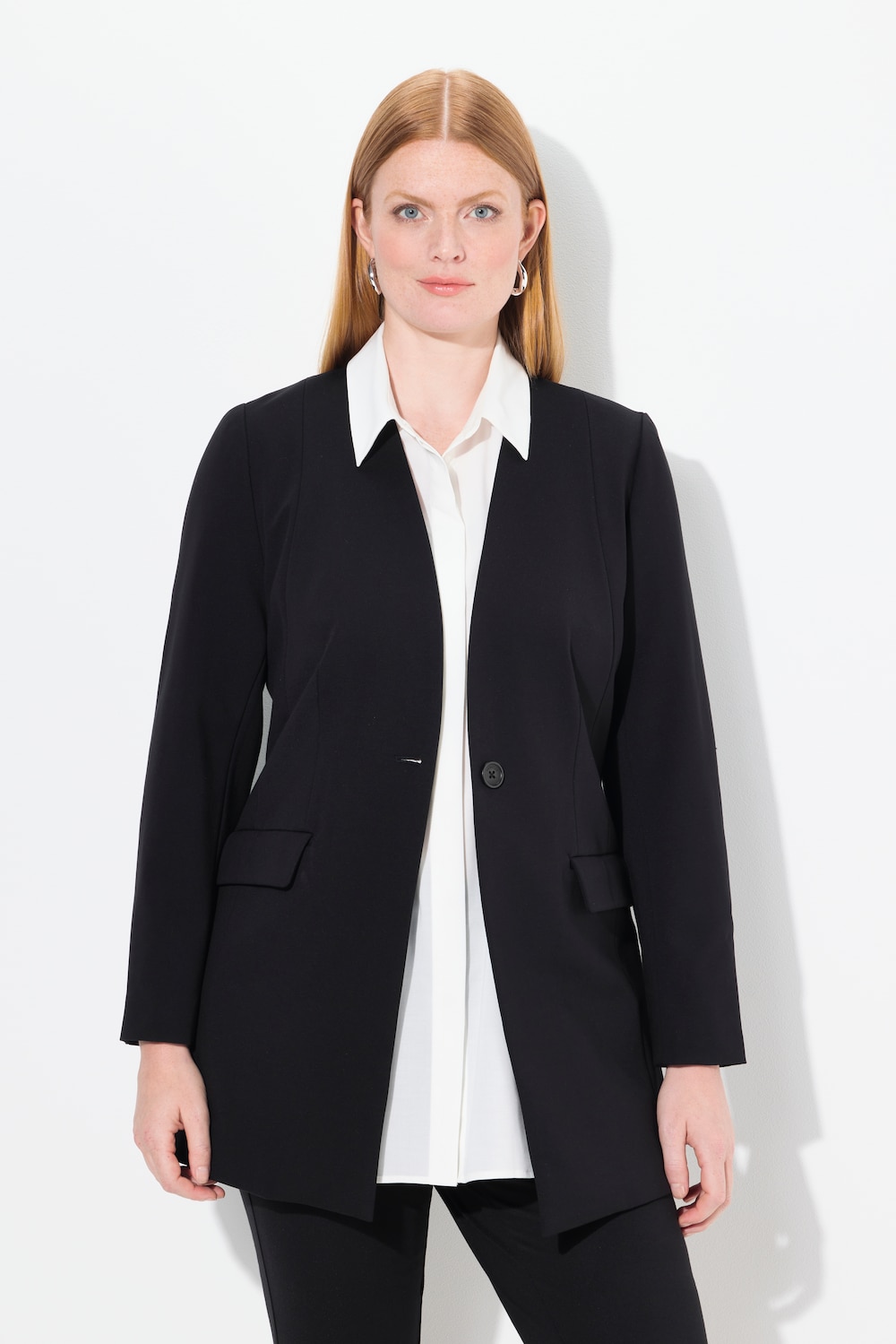 Große Größen Blazer, Damen, schwarz, Größe: 44, Polyester/Viskose/Synthetische Fasern, Ulla Popken