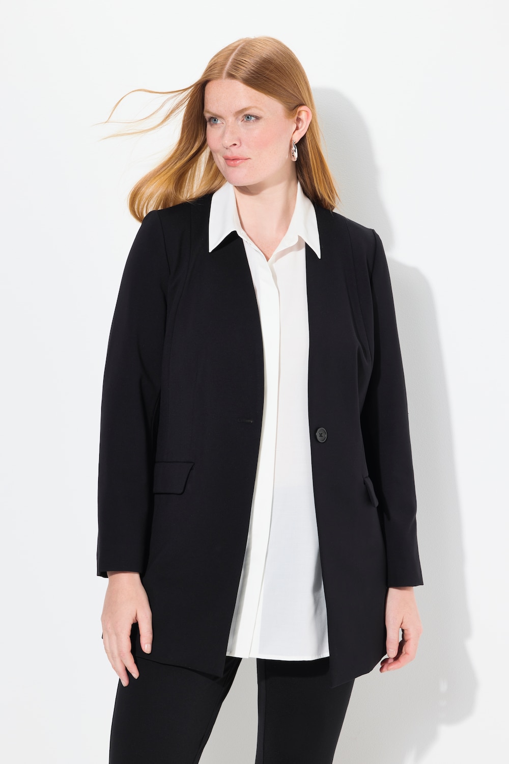 Große Größen Blazer, Damen, schwarz, Größe: 56, Polyester/Viskose/Synthetische Fasern, Ulla Popken