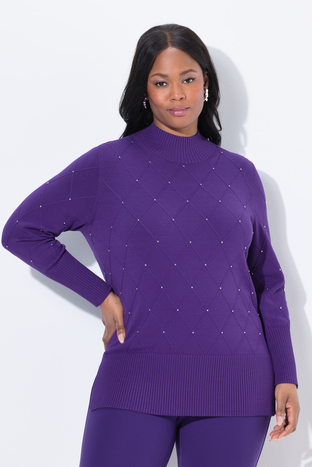Große Größen Pullover, Damen, lila, Größe: 50/52, Viskose/Polyester, Ulla Popken
