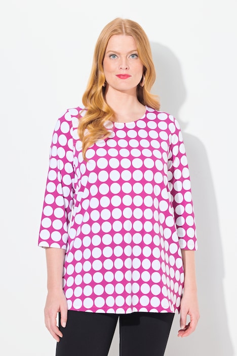 Shirt, Dots, A-Linie, Rundhals, 3/4-Arm, Pima Cotton