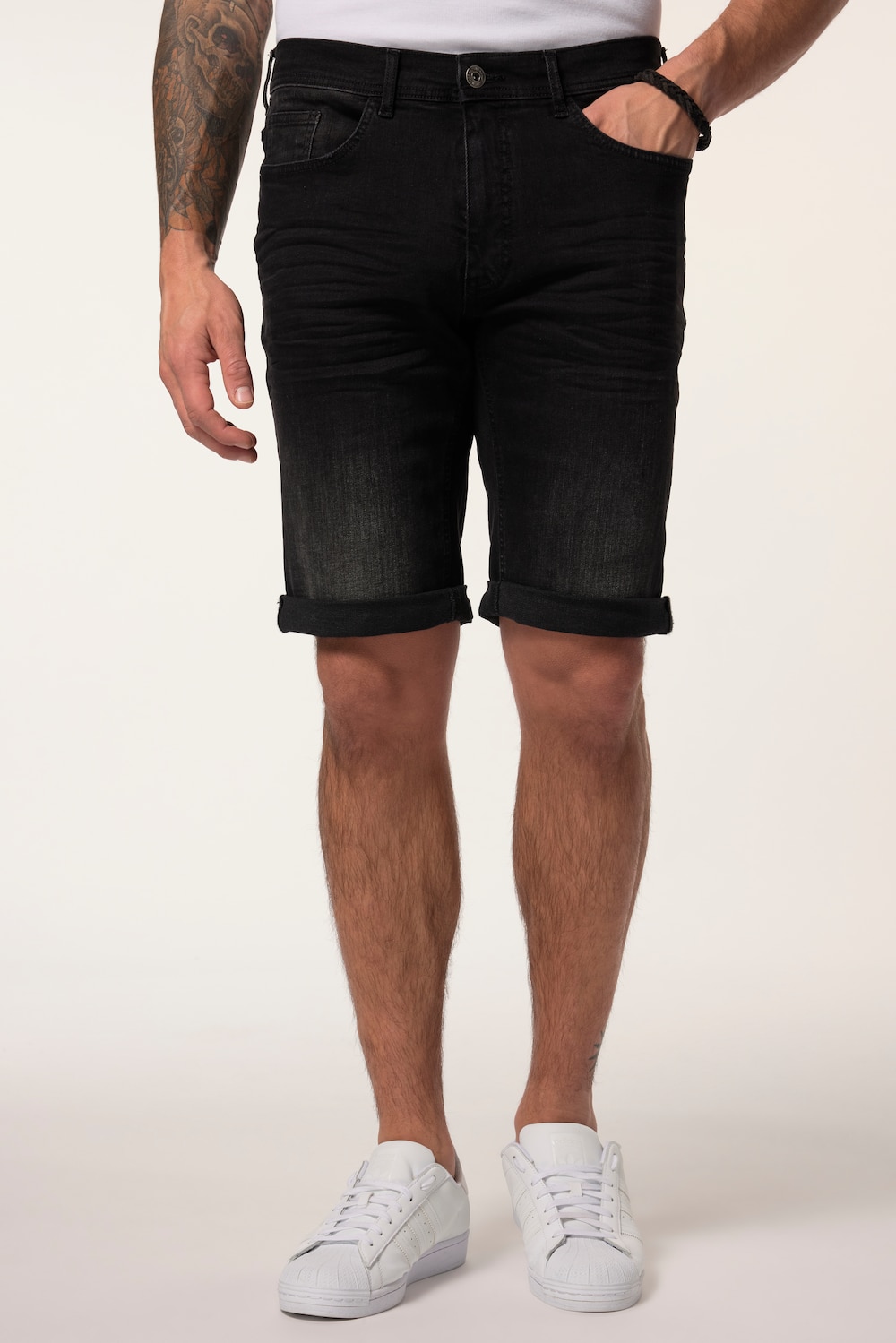 Große Größen Jeansbermuda FLEXNAMIC®, Herren, schwarz, Größe: 52, Baumwolle, JP1880