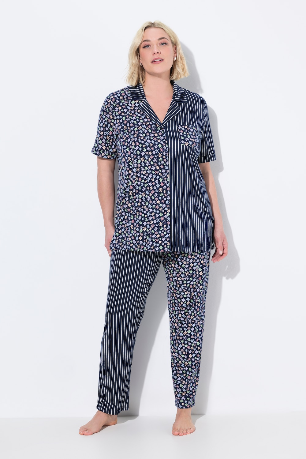 Thumbnail - Große Größen Pyjama, Damen, blau, Größe: 58/60, Baumwolle, Ulla Popken