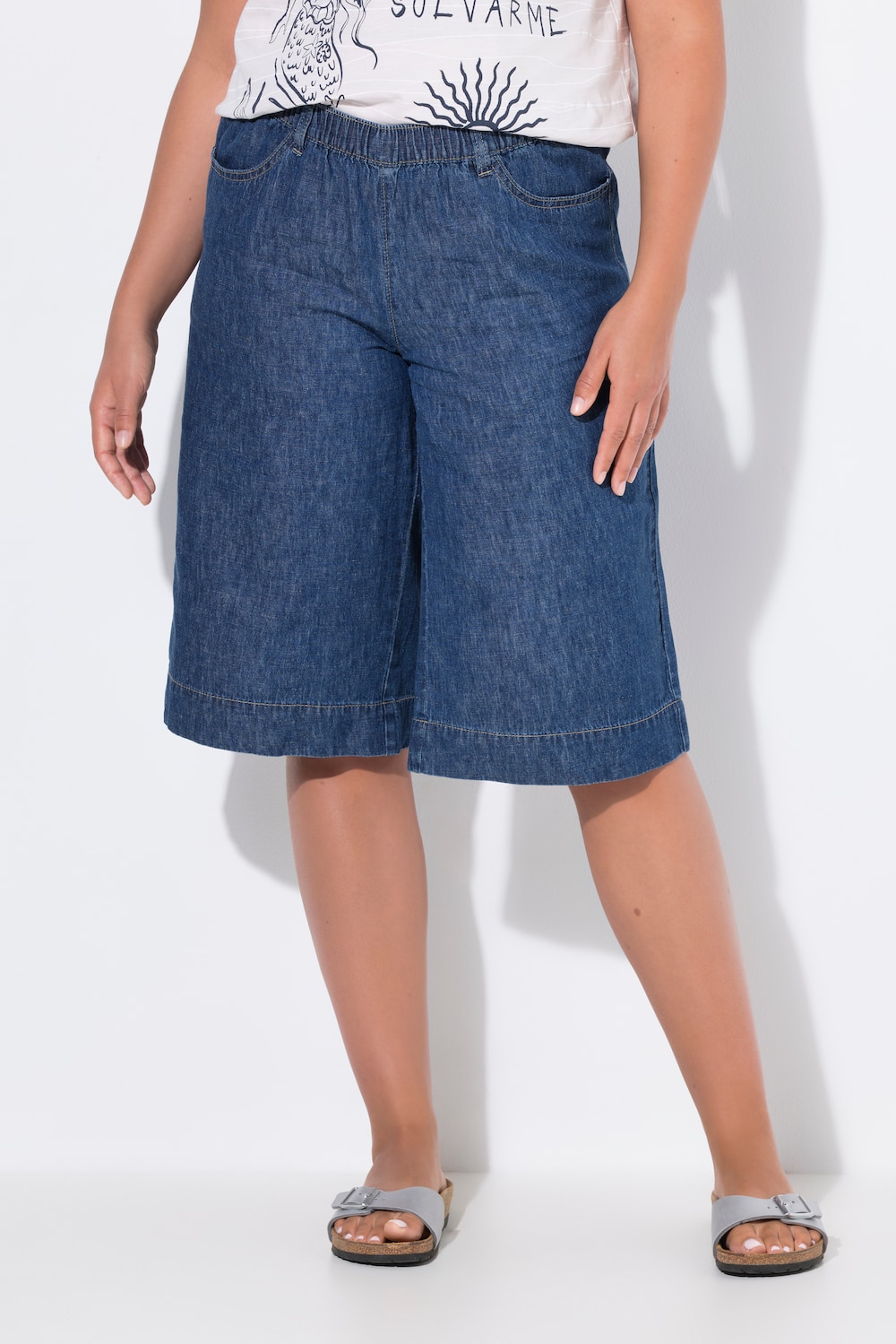 Thumbnail - Große Größen Leinenmix-Bermuda, Damen, blau, Größe: 54, Leinen/Baumwolle, LAURASON