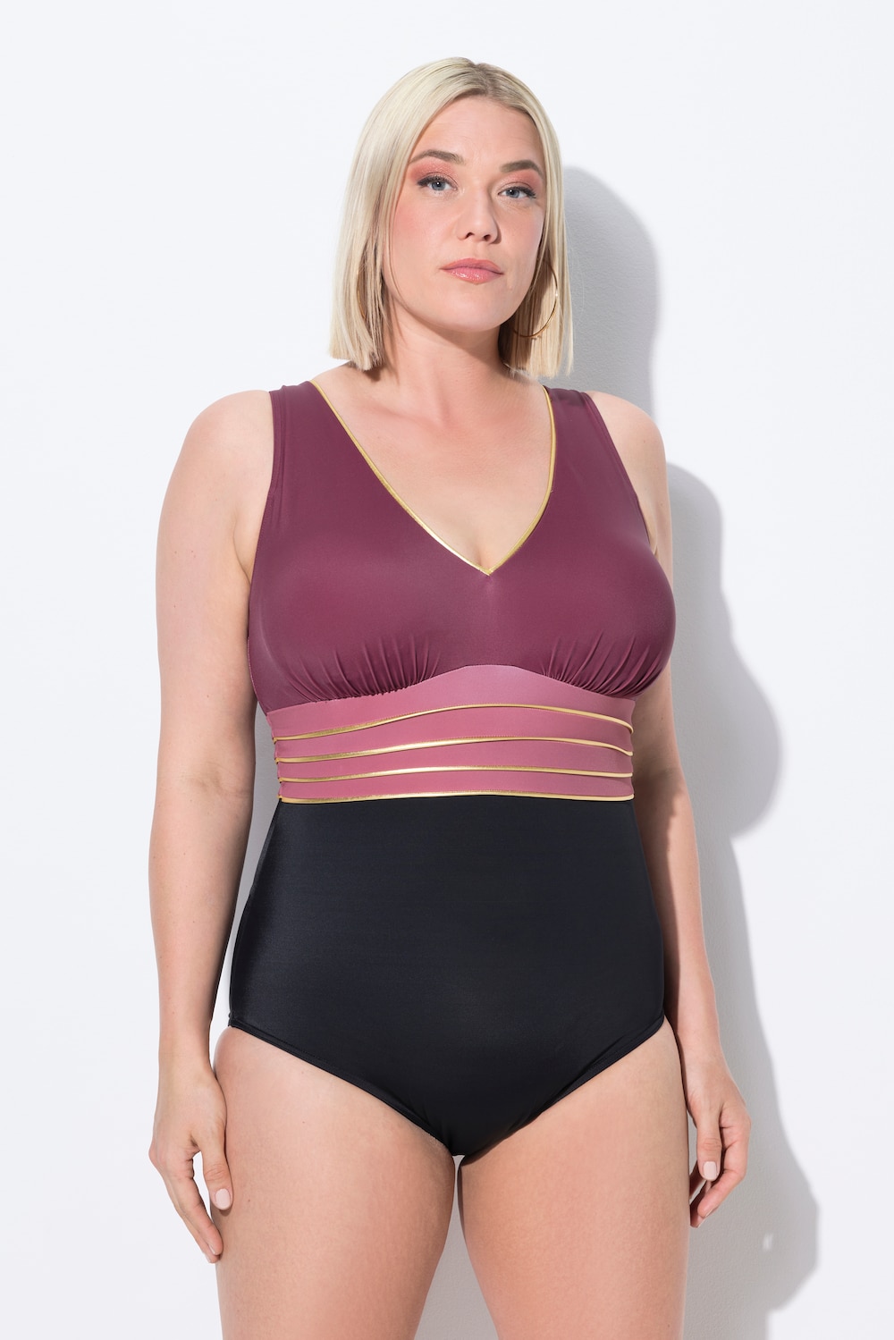 Thumbnail - Große Größen Badeanzug, Damen, schwarz, Größe: 54, Polyester/Elasthan, Ulla Popken