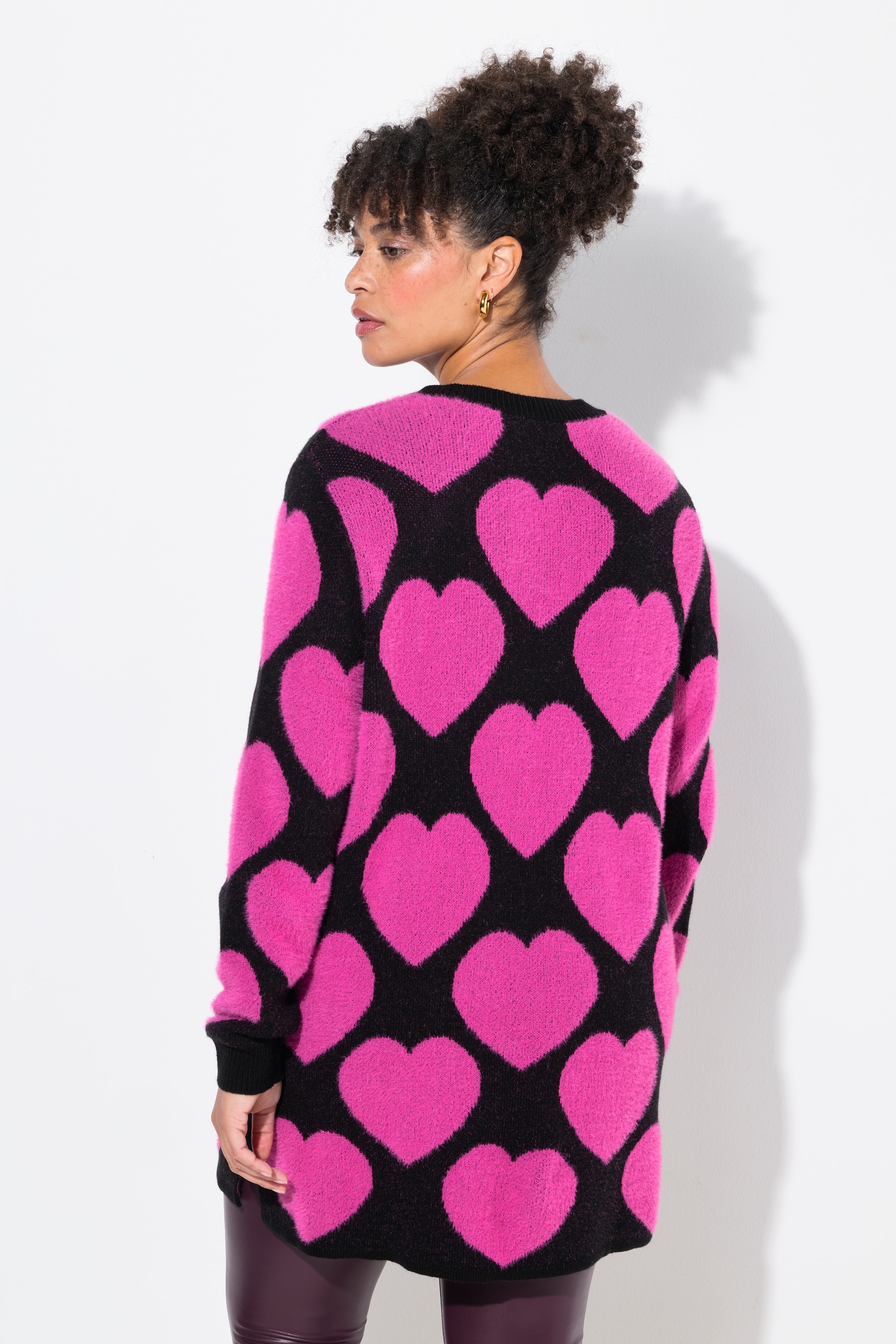 MIAMODA Damen große Größen Pullover weicher Feinstrick Herzmuster 837081