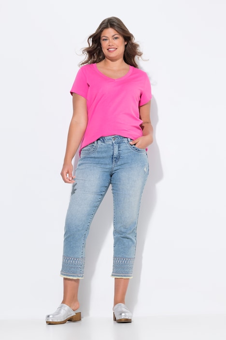 7/8-Slim-Jeans, Fransensaum