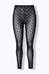 Leggings con medias, malla, estampado de corazones en flock