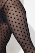 Leggings con medias, malla, estampado de corazones en flock
