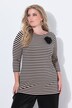 koszulka w pasy, trapezowy krój, odpinana broszka w kształcie kwiatu