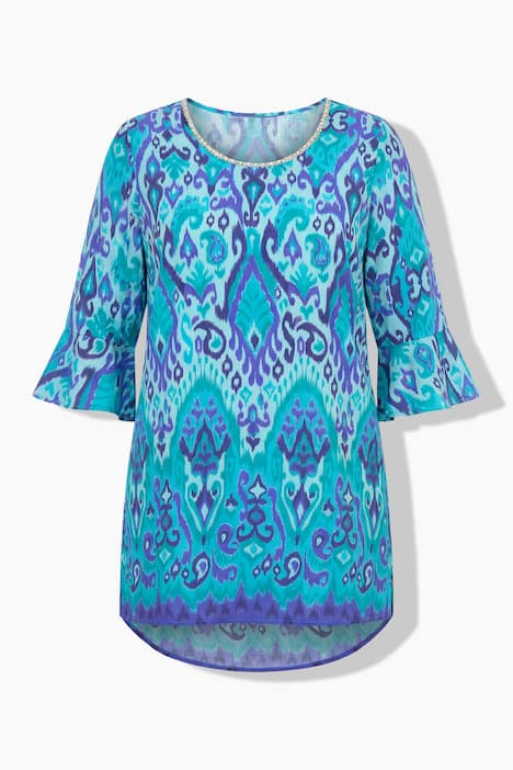 Tunika, A-Linie, Alloverdruck, 3/4-Ärmel