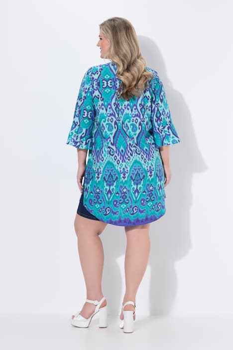 Tunika, A-Linie, Alloverdruck, 3/4-Ärmel