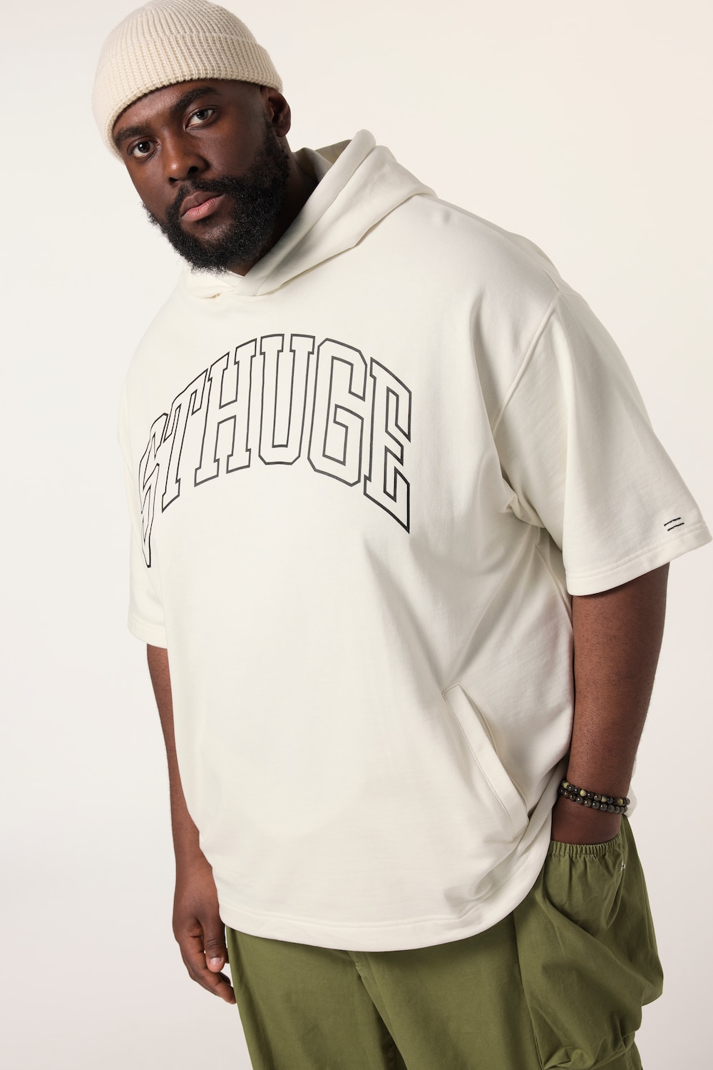 STHUGE Hoodie, Halbarm, Brustprint, bis 8 XL