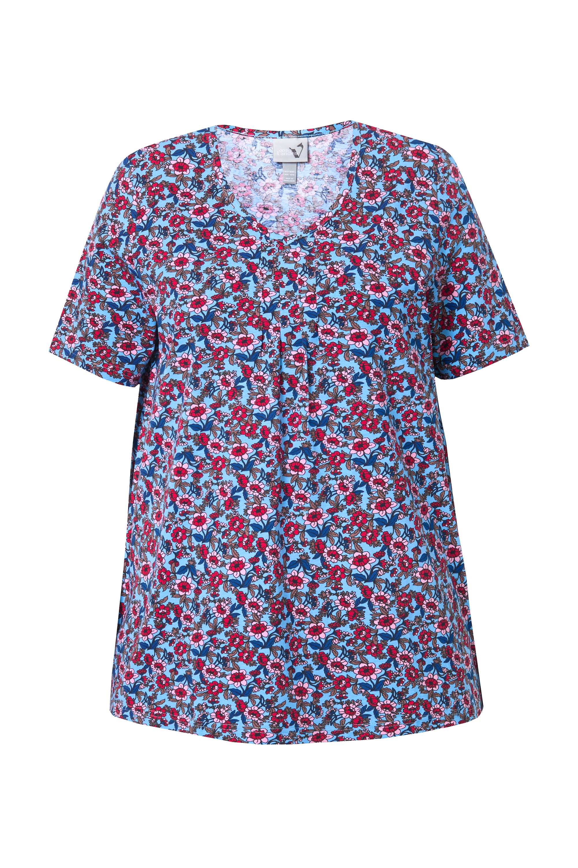 Ulla Popken Damen große Größen T Shirt Blüten A Linie V Ausschnitt