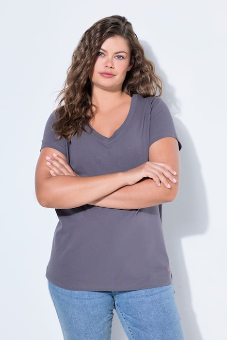 T-shirt, V-hals, halflange mouw, OEKO-TEX Made in Green