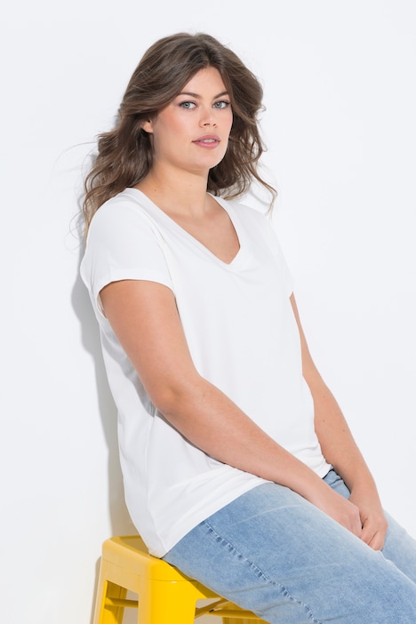 T-shirt con scollo a V, mezze maniche e OEKO-TEX Made in Green