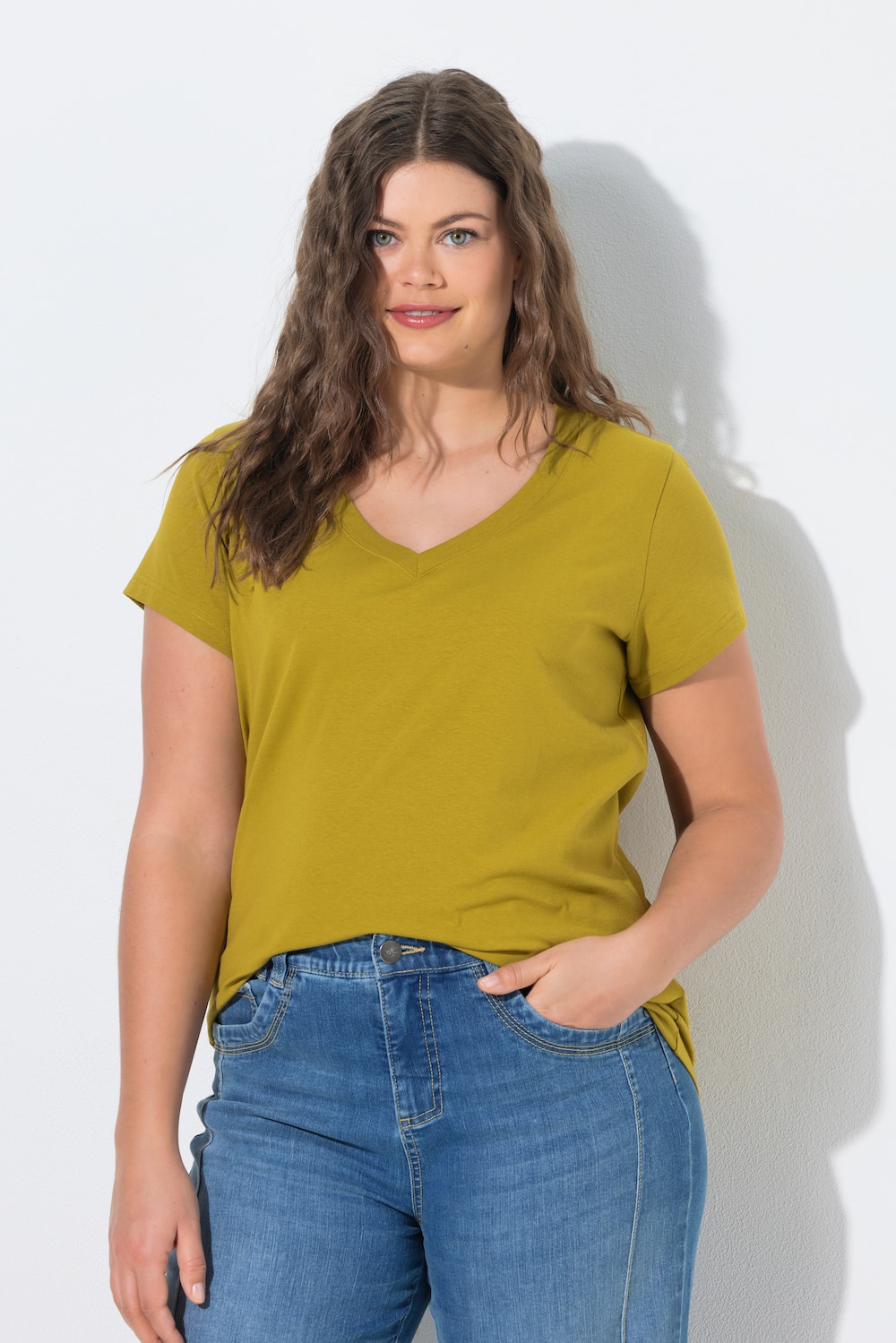 T-shirt, V-hals, halflange mouw, OEKO-TEX Made in Green