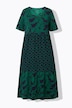 Mixed Print Short Sleeve Square Neck Knit Pocket Dress