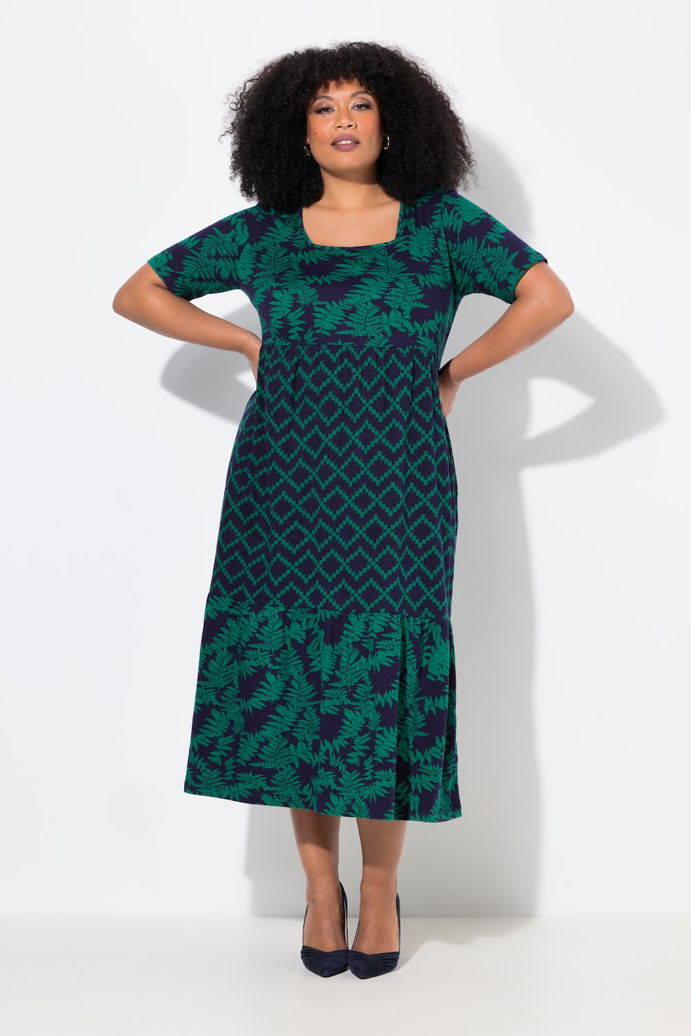 Große Größen Jersey-Maxikleid, Damen, türkis, Größe: 62/64, Baumwolle, Ulla Popken