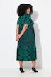 Mixed Print Short Sleeve Square Neck Knit Pocket Dress