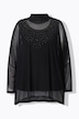 Bluse, oversized, net, glittersten, top