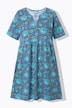 Longshirt, Blüten, V-Ausschnitt, Halbarm, Taschen
