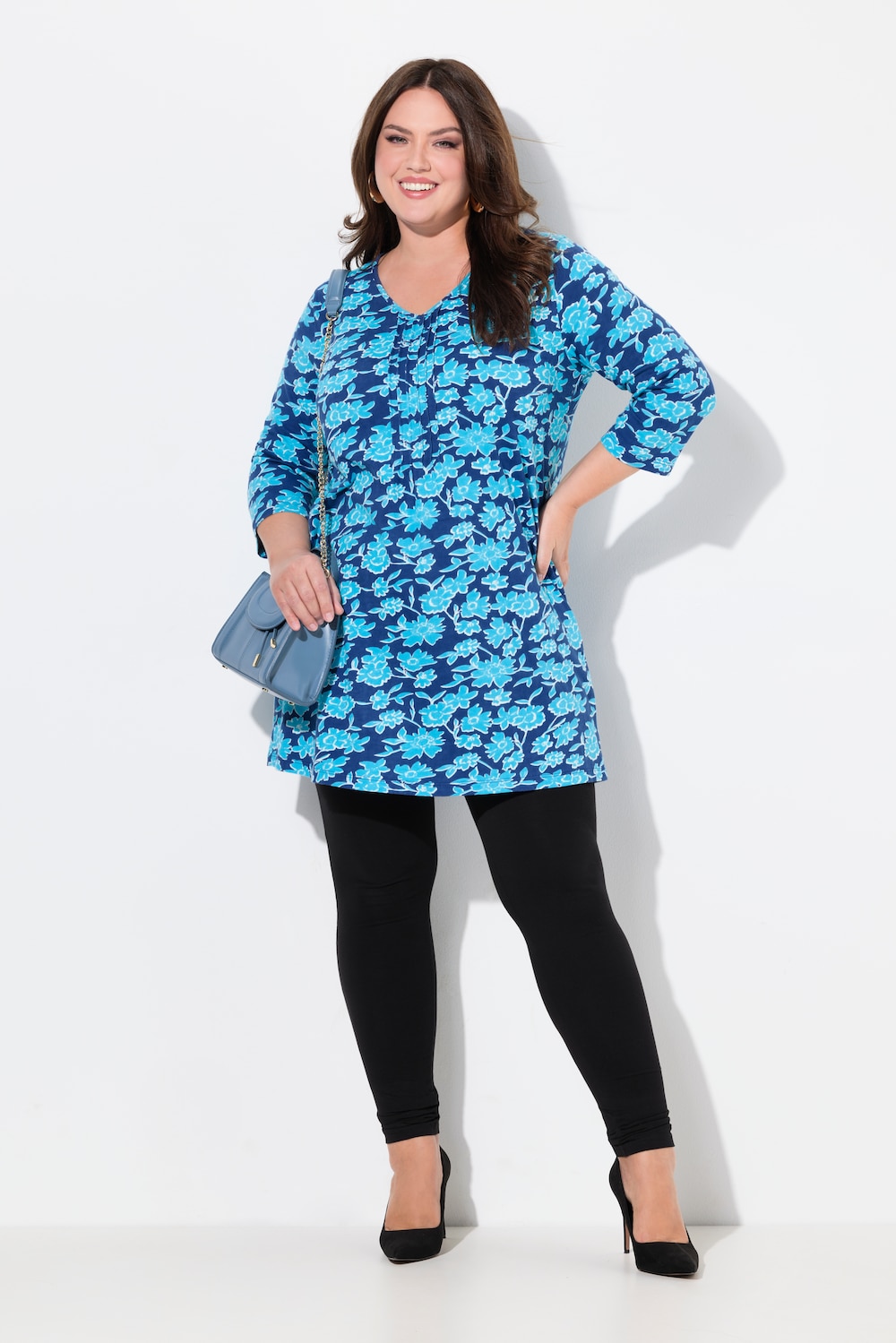 Große Größen Longshirt, Damen, blau, Größe: 54/56, Baumwolle, Ulla Popken