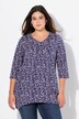 Bluzka, kwiaty, krój trapezowy, dekolt V, rękaw 3/4