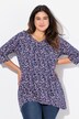 Bluzka, kwiaty, krój trapezowy, dekolt V, rękaw 3/4