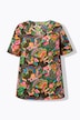 Longshirt, bloemen, A-lijn, V-hals, korte mouwen