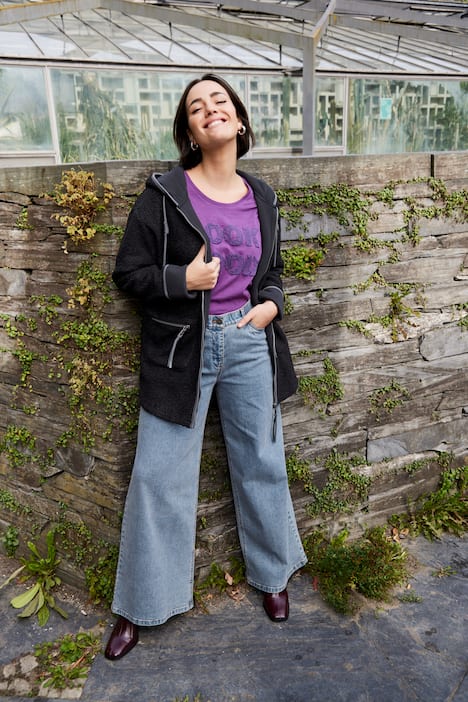 Teddyjacke, Kapuze, Zipptaschen, Fleecefutter