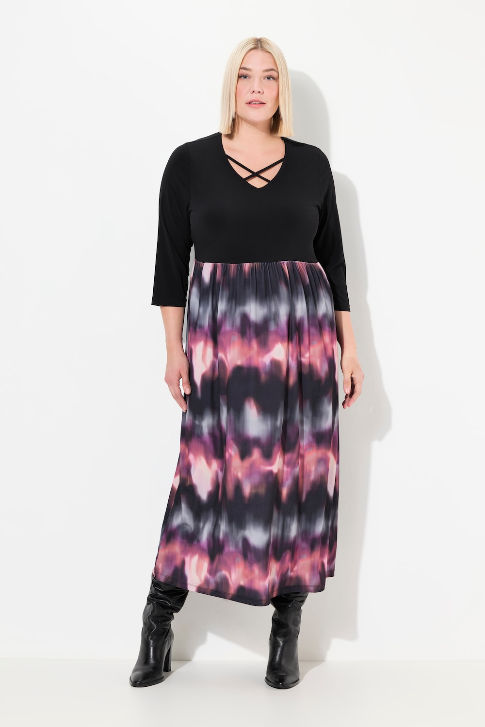 Große Größen Jerseykleid, Damen, schwarz, Größe: 54/56, Polyester, Ulla Popken