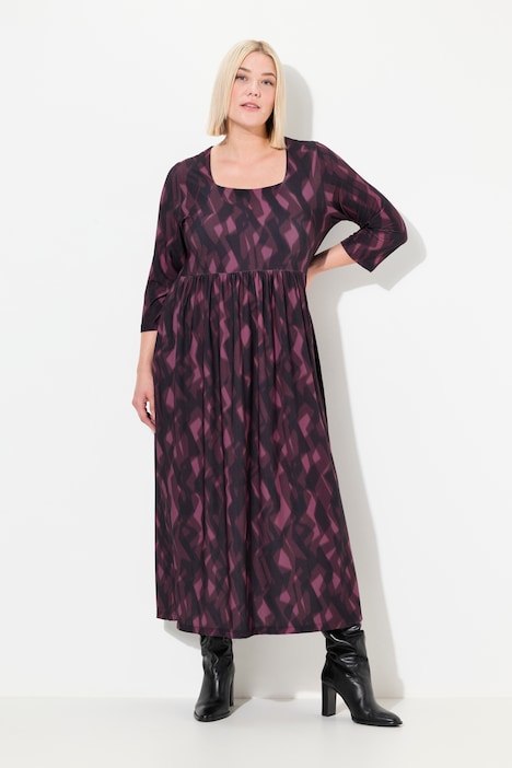 Matte Jersey Plum Print Empire Pocket Dress