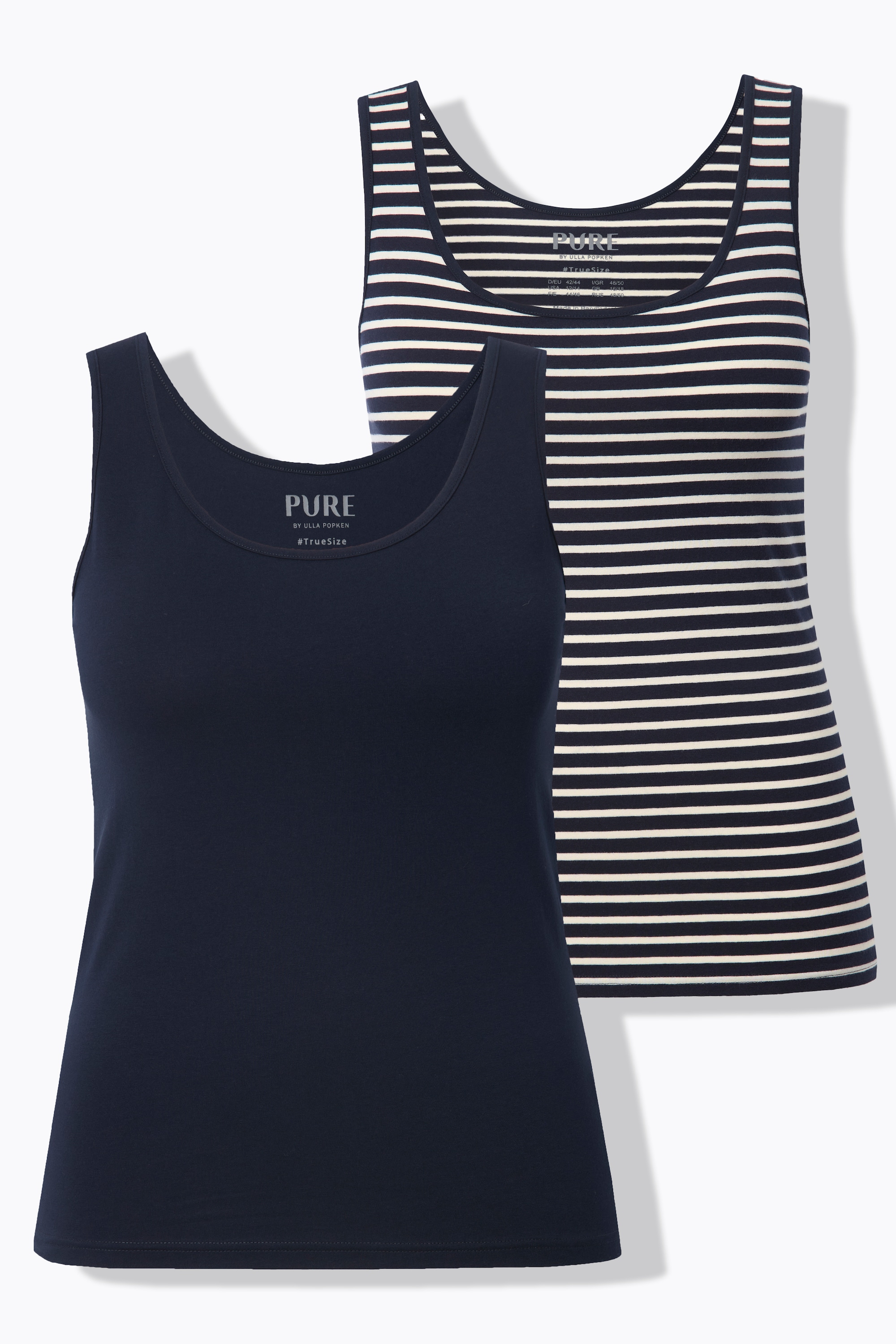 Ulla Popken Damen große Größen Tanktops 2er Pack Rundhals ärmellos