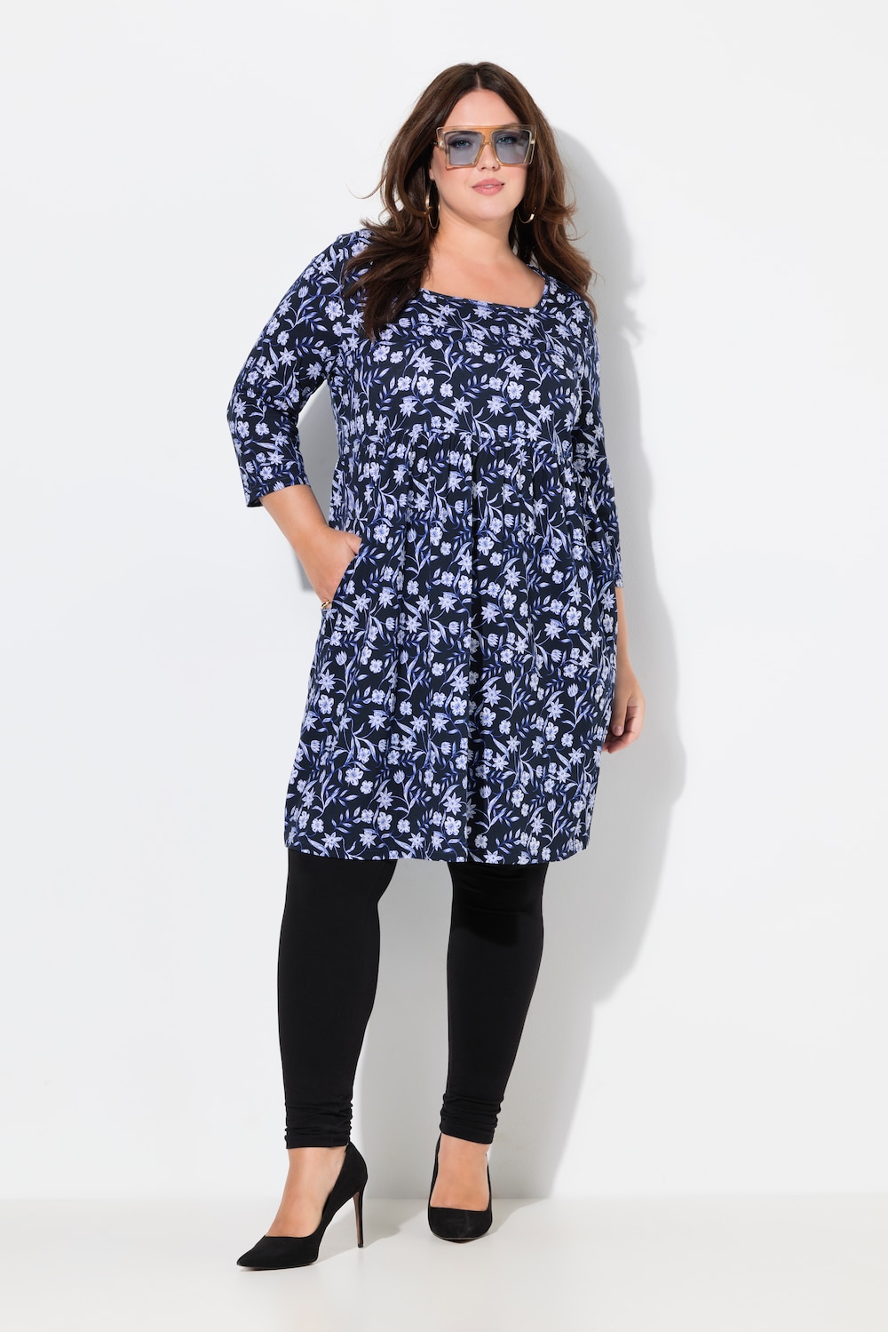 Große Größen Longshirt, Damen, blau, Größe: 50/52, Baumwolle, Ulla Popken