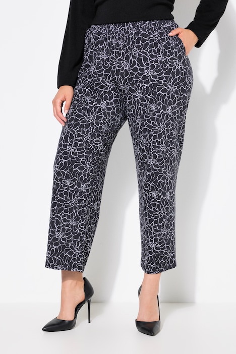 Pantalon 7/8 en jersey à jambe large, taille élastique et imprimé