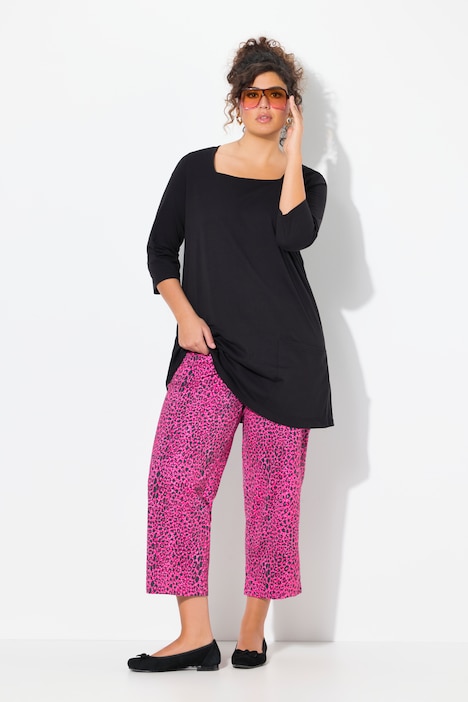 Print Knit Elastic Waist Pocket Pants