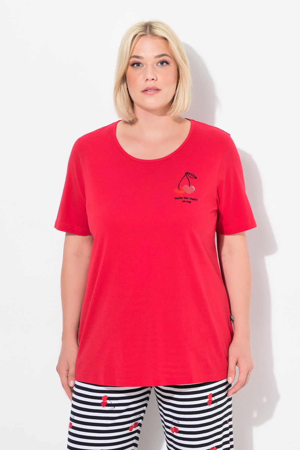 Große Größen Pyjamashirt, Damen, rot, Größe: 54/56, Baumwolle, Ulla Popken