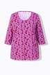 Camiseta, estampada, forma en A, cuello redondo, mangas 3/4