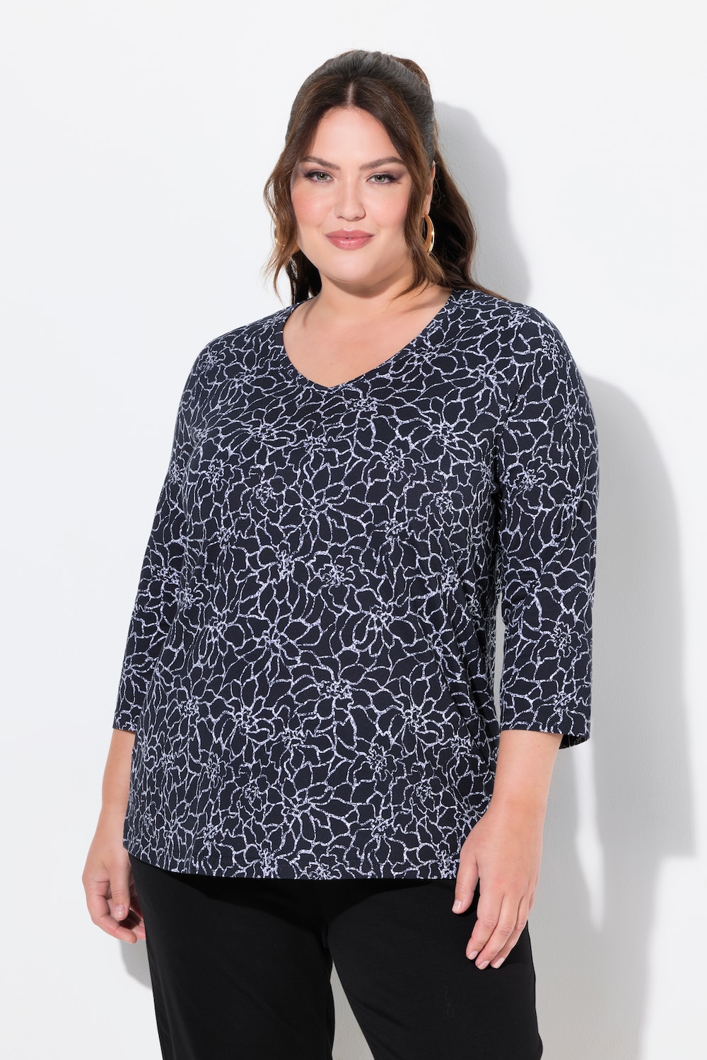 Große Größen Longshirt, Damen, schwarz, Größe: 62/64, Baumwolle, Ulla Popken