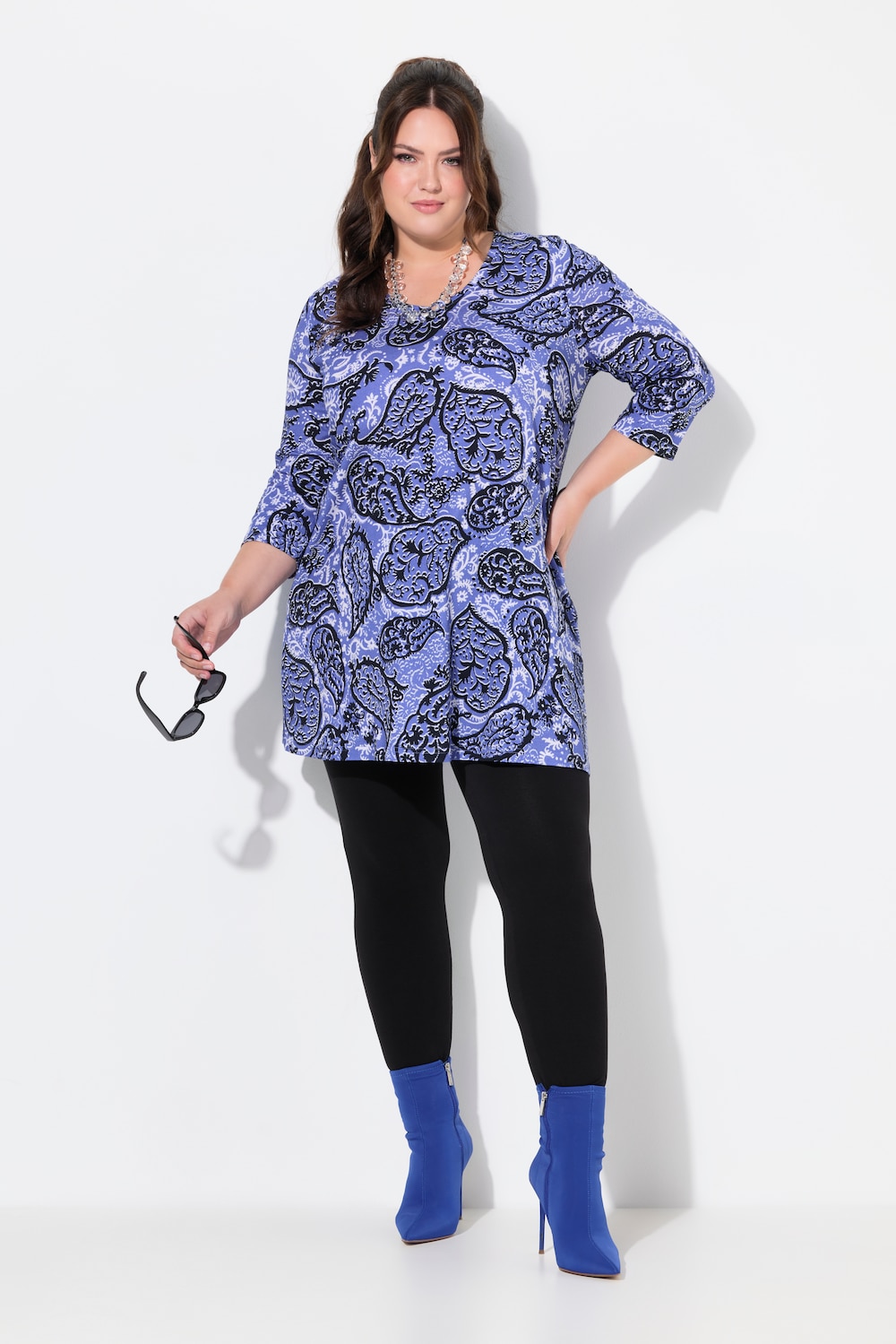 Große Größen Longshirt, Damen, blau, Größe: 54/56, Baumwolle, Ulla Popken