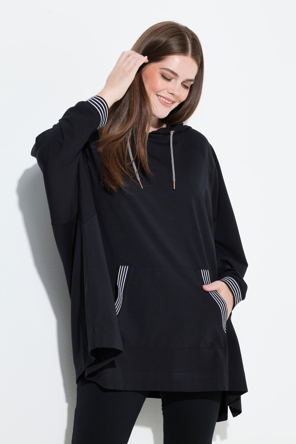 Loungwear-Poncho, oversized, Kapuze, Langarm