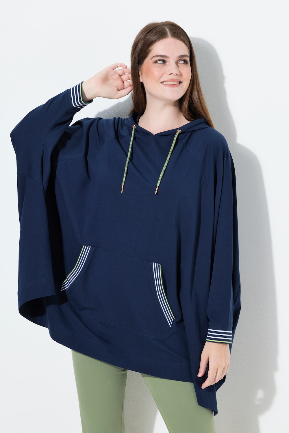 Loungwear-Poncho, oversized, Kapuze, Langarm