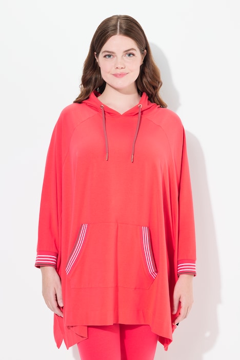 Loungewear poncho, oversized, capuchon, lange mouwen