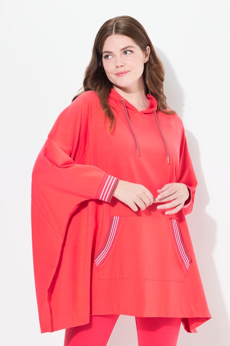 Loungewear poncho, oversized, capuchon, lange mouwen